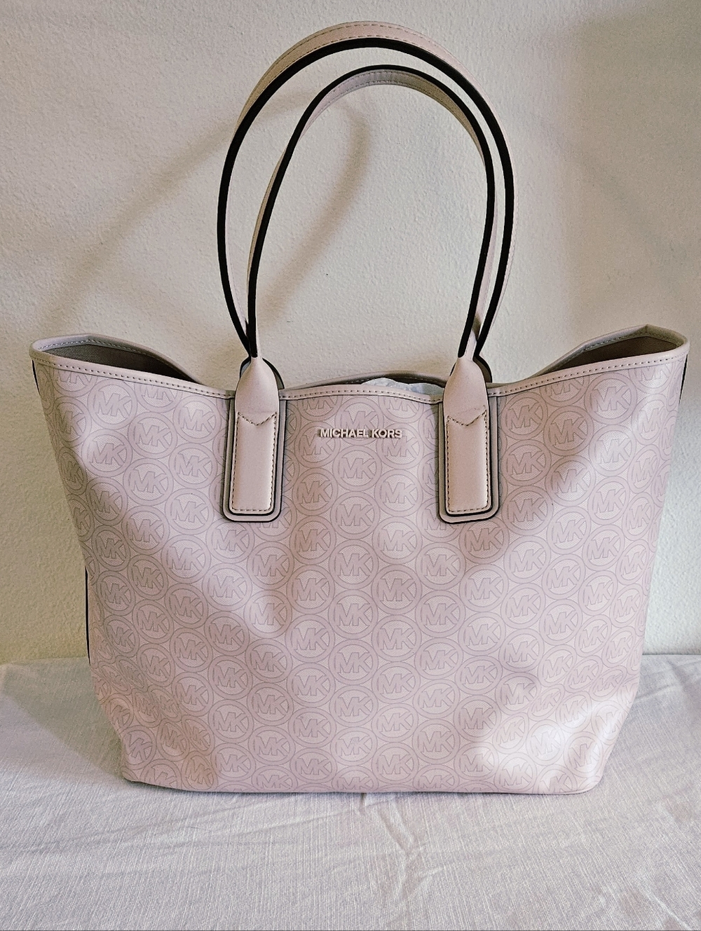 Michael Kors Pink Vegan Leather Tote Bag Large Shoulder Work Bag Everyday Purse
